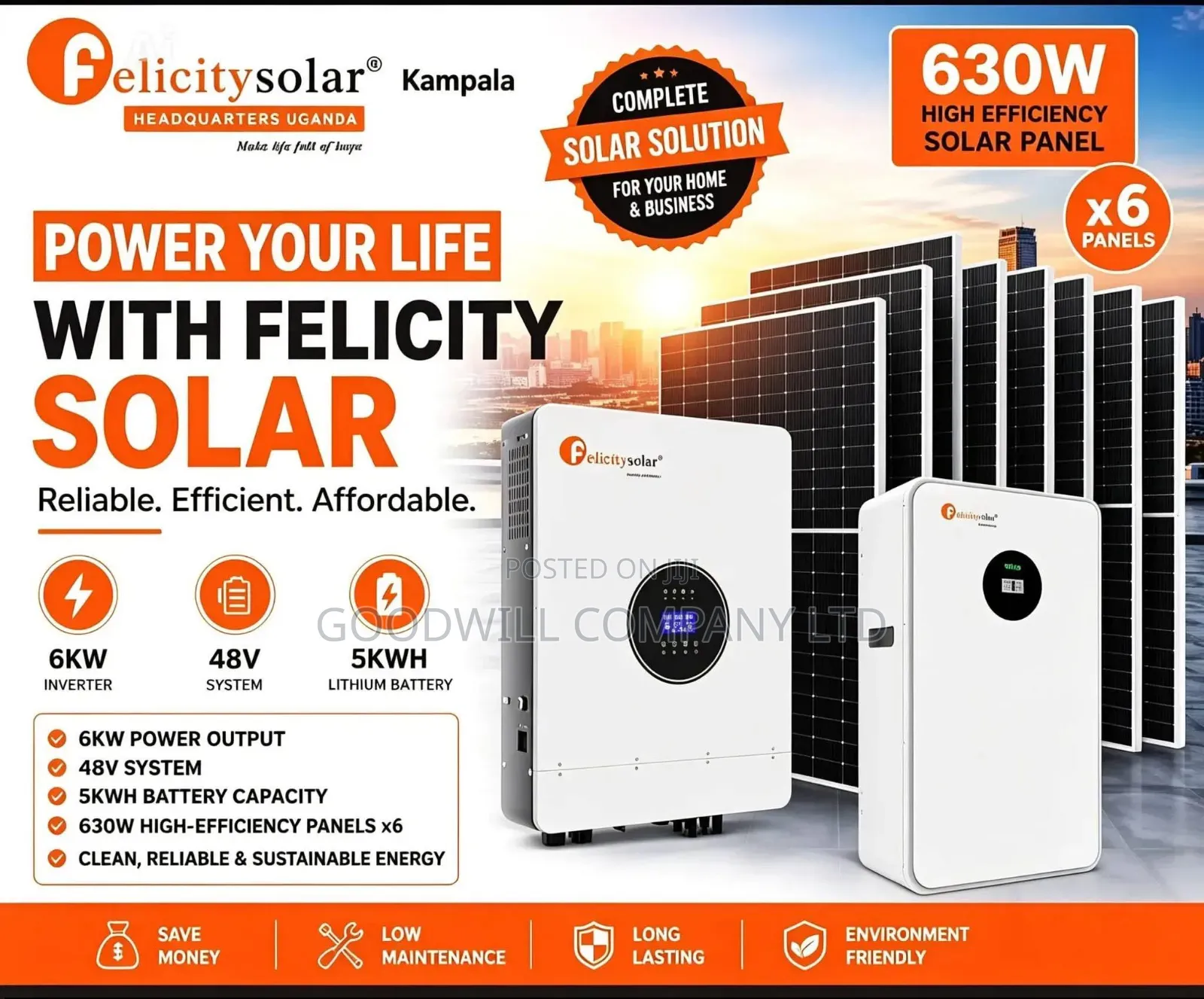5kwh 6kva 48v Felicity Hybrid Complete Solar System
