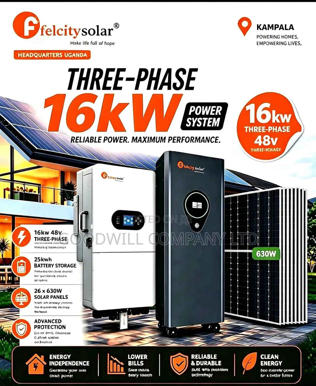 25kwh 16kva 48v Three Phase Felicity Hybrid Complete Solar System