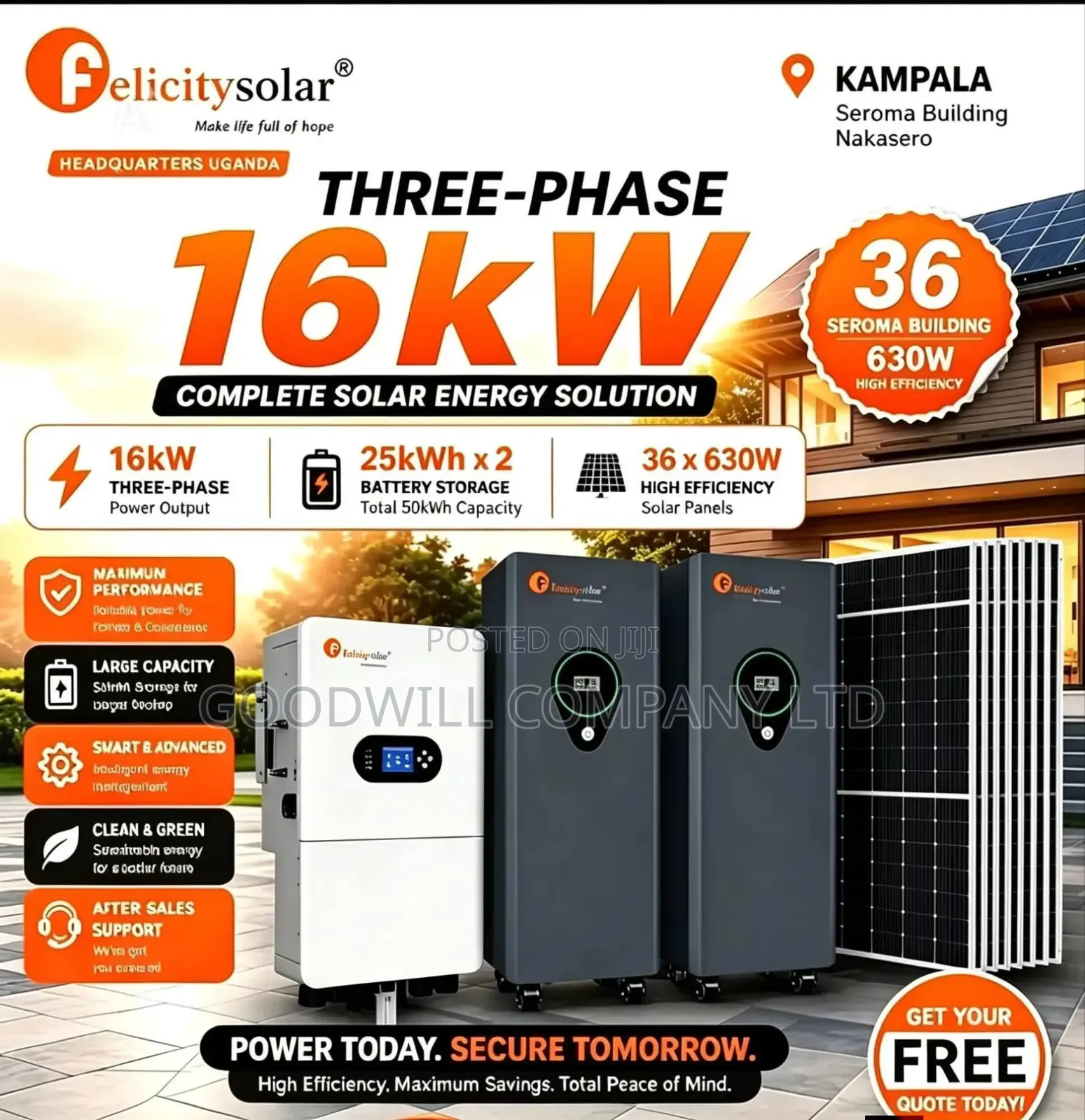 50kwh 16kva 48v Three Phase Felicity Complete Hybrid Solar System