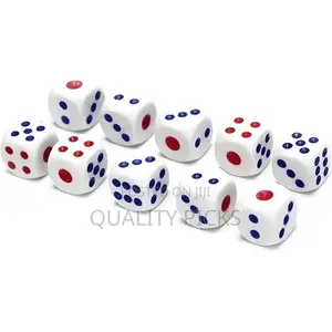 Classic White D6 Dices Set, Red Blue Pips