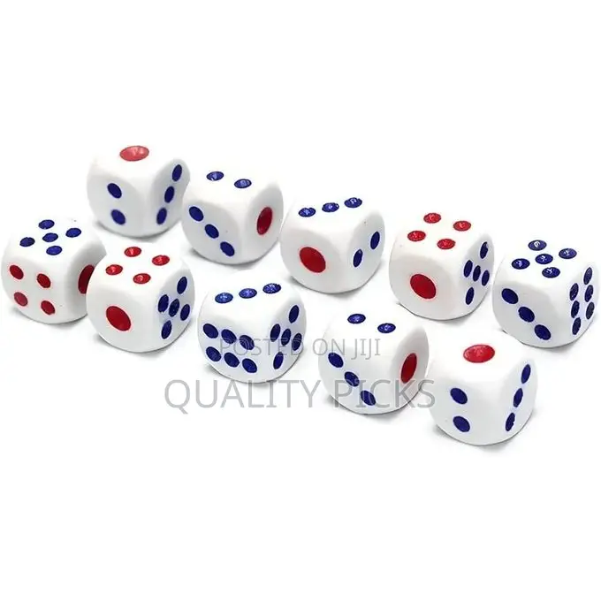 Classic White D6 Dices Set, Red Blue Pips