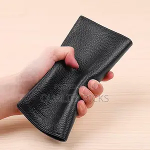 Genuine Leather Long Bifold Wallet for Men Business Clutch Purse