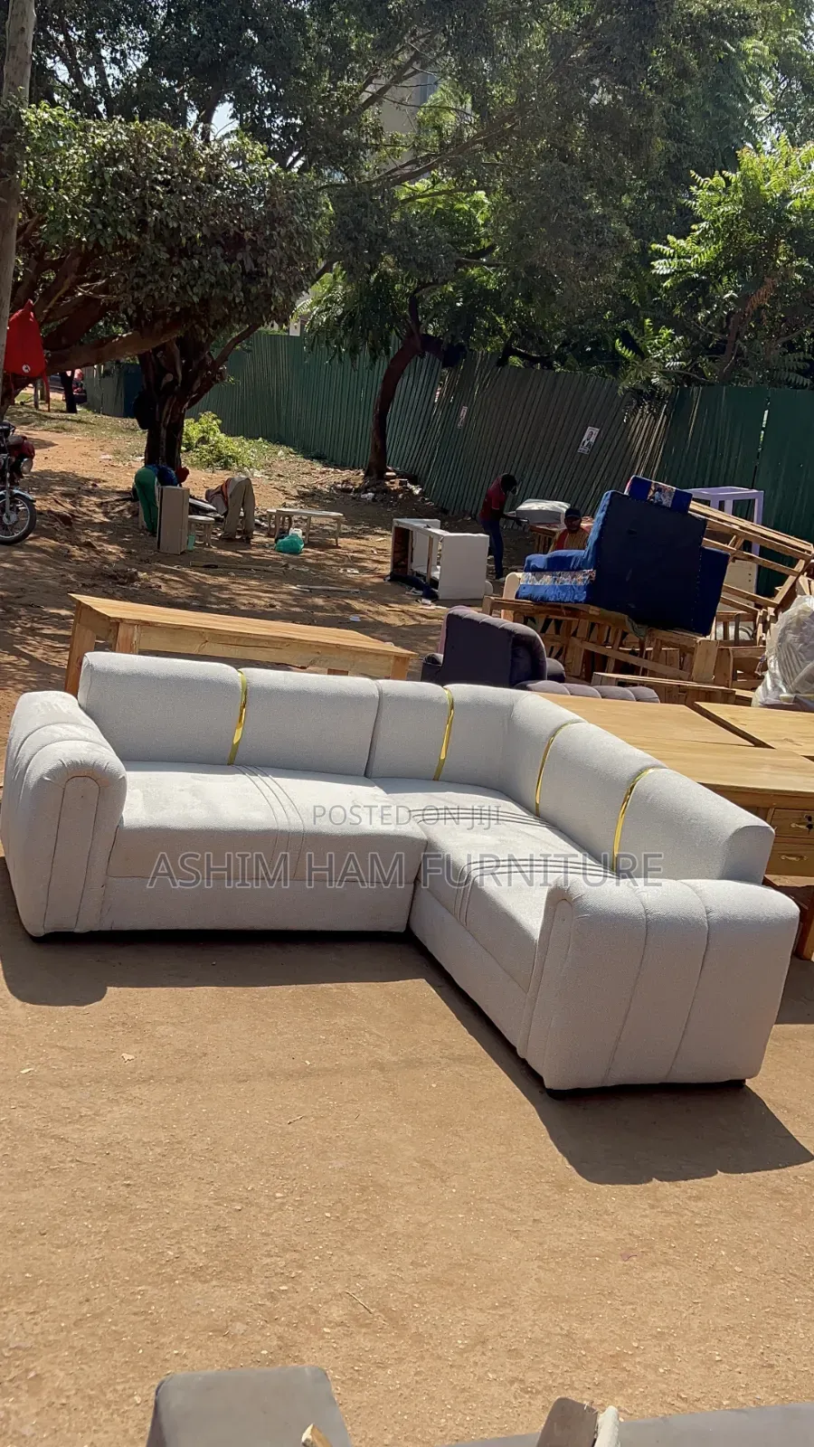 L -Shaped Sofa Set in Cream