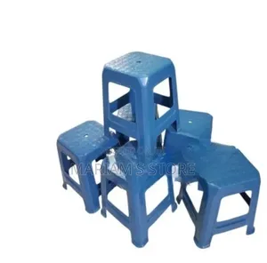 Set of 6 Heavy-Duty Plastic Stools for Durability and Stacking.