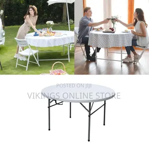 Round Folding Table, Indoor Outdoor Plastic Dining Table, Commercial
