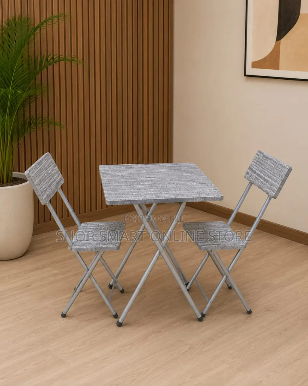 Gray Wooden Foldable Reading Table and Chairs