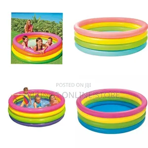 Portable Intex Round Wet Set Kiddie Pool, 66" X 18" Collection Rainbow