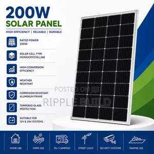 200W Monocrystalline Solar Panel – High Efficiency PV Module