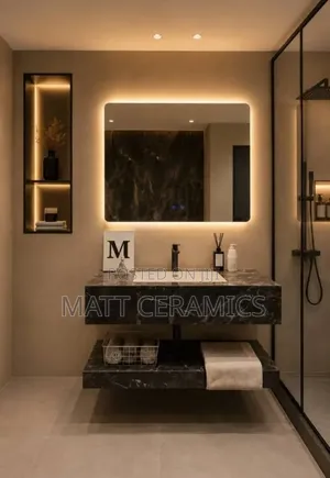 Marble and Colored Bathroom Cabin
