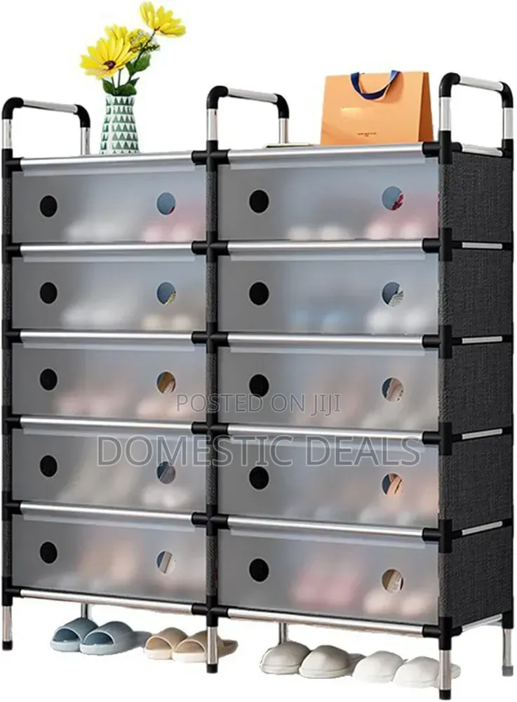 Shoe Rack 2 Rows, 5 Tiers, Slim, Entryway Storage