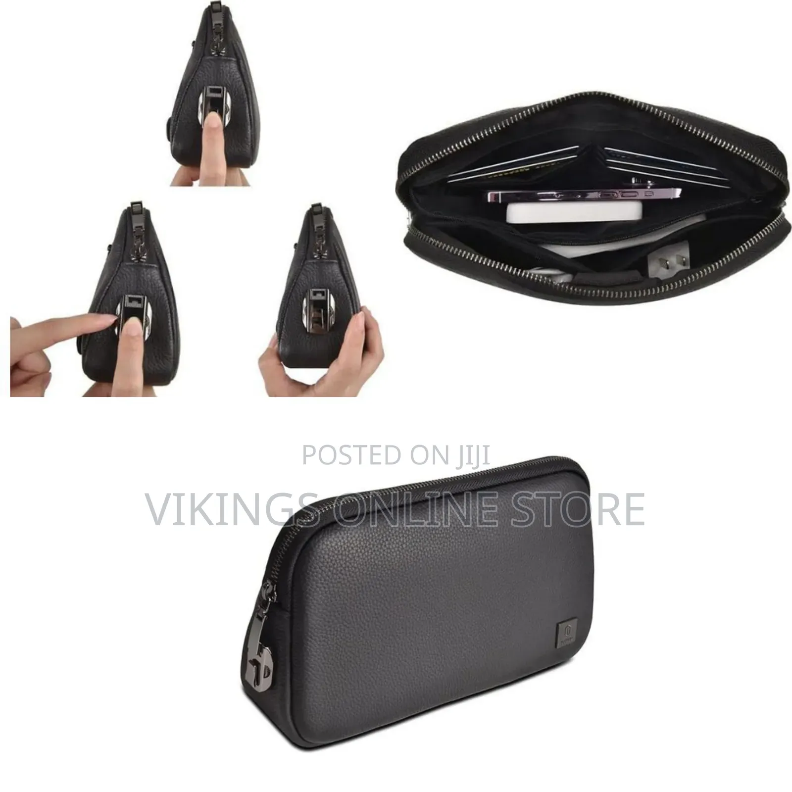 Wiwu Alpha Leather Fingerprint Lock Clutch Bag Anti-Theft