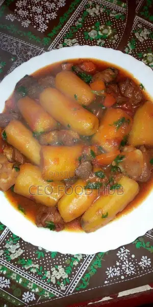 C.E.O's Restaurant;Beef Stew With Banana and Greens-Ugandan Meal