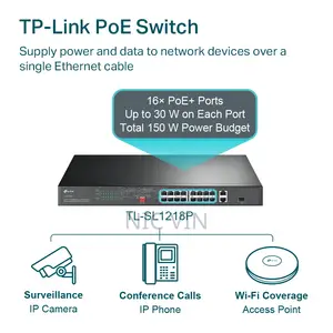 TP-Link 16 Port PoE+ Switch, With 2-Port Gigabit, Rackmount
