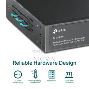 TP-Link 16 Port PoE+ Switch, With 2-Port Gigabit, Rackmount