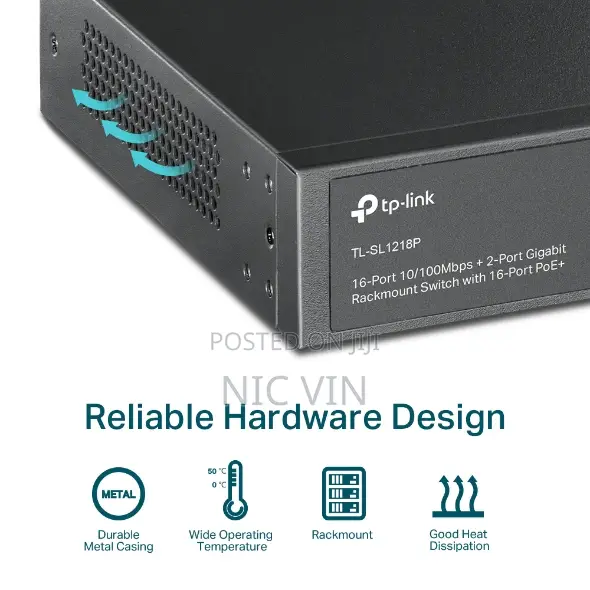 TP-Link 16 Port PoE+ Switch, With 2-Port Gigabit, Rackmount