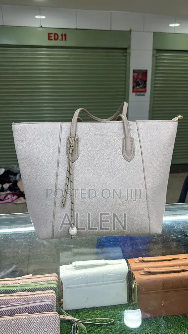 Maroon and Off- White Pebble-Grain Tote Bag