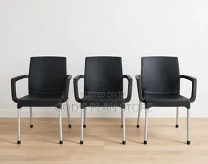 Stackable Black Armchairs Plastic Chairs