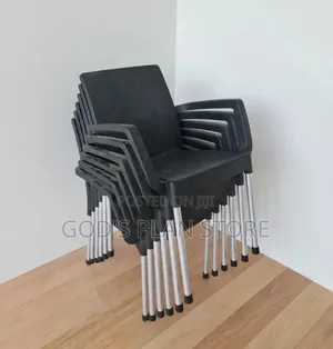 Stackable Black Armchairs Plastic Chairs