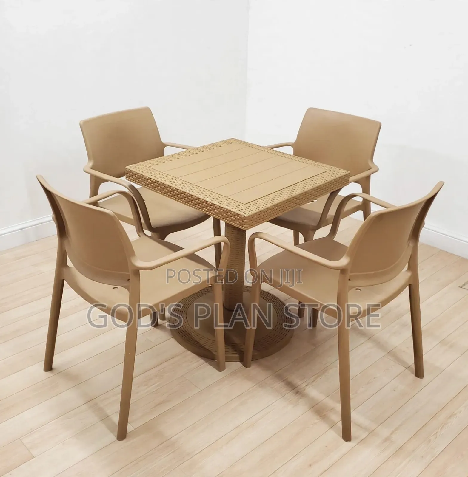 Risen Patio Set of Outdoor Plastic Table and Chairs Plastic Table