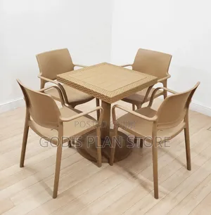 Risen Patio Set of Outdoor Plastic Table and Chairs Plastic Table