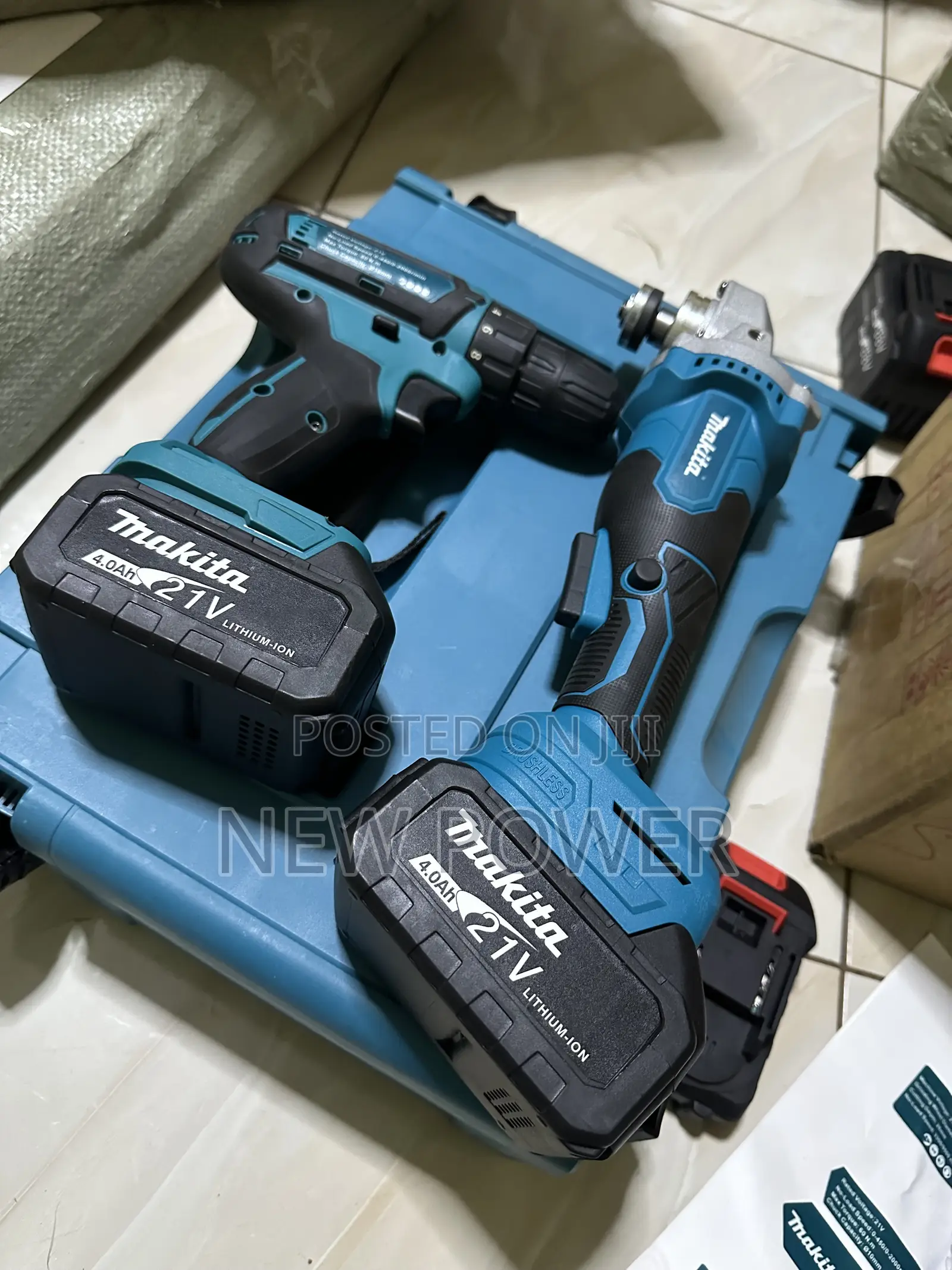 Rechargeable Set of Drill and Angle Grinder