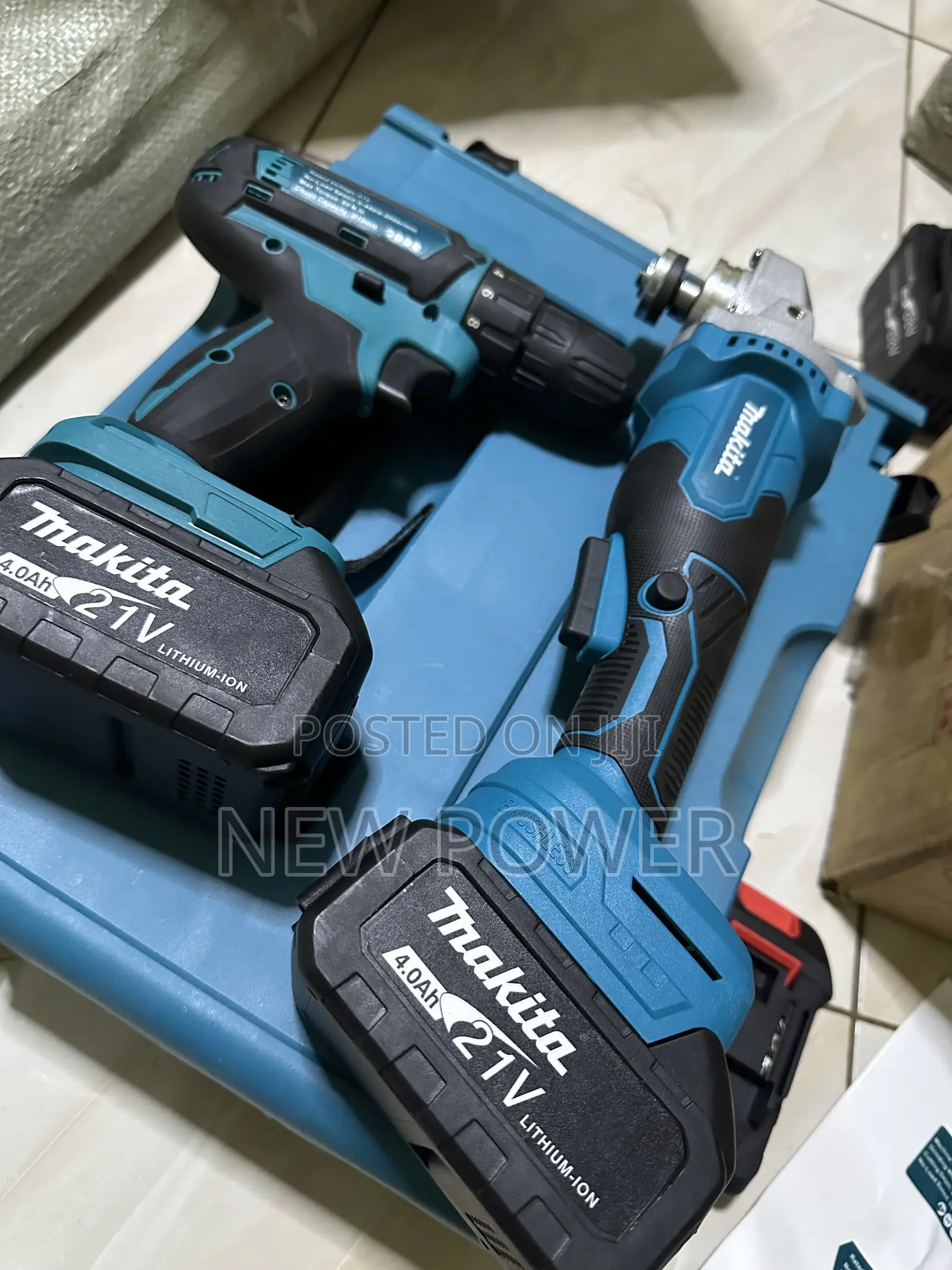 Rechargeable Set of Drill and Angle Grinder