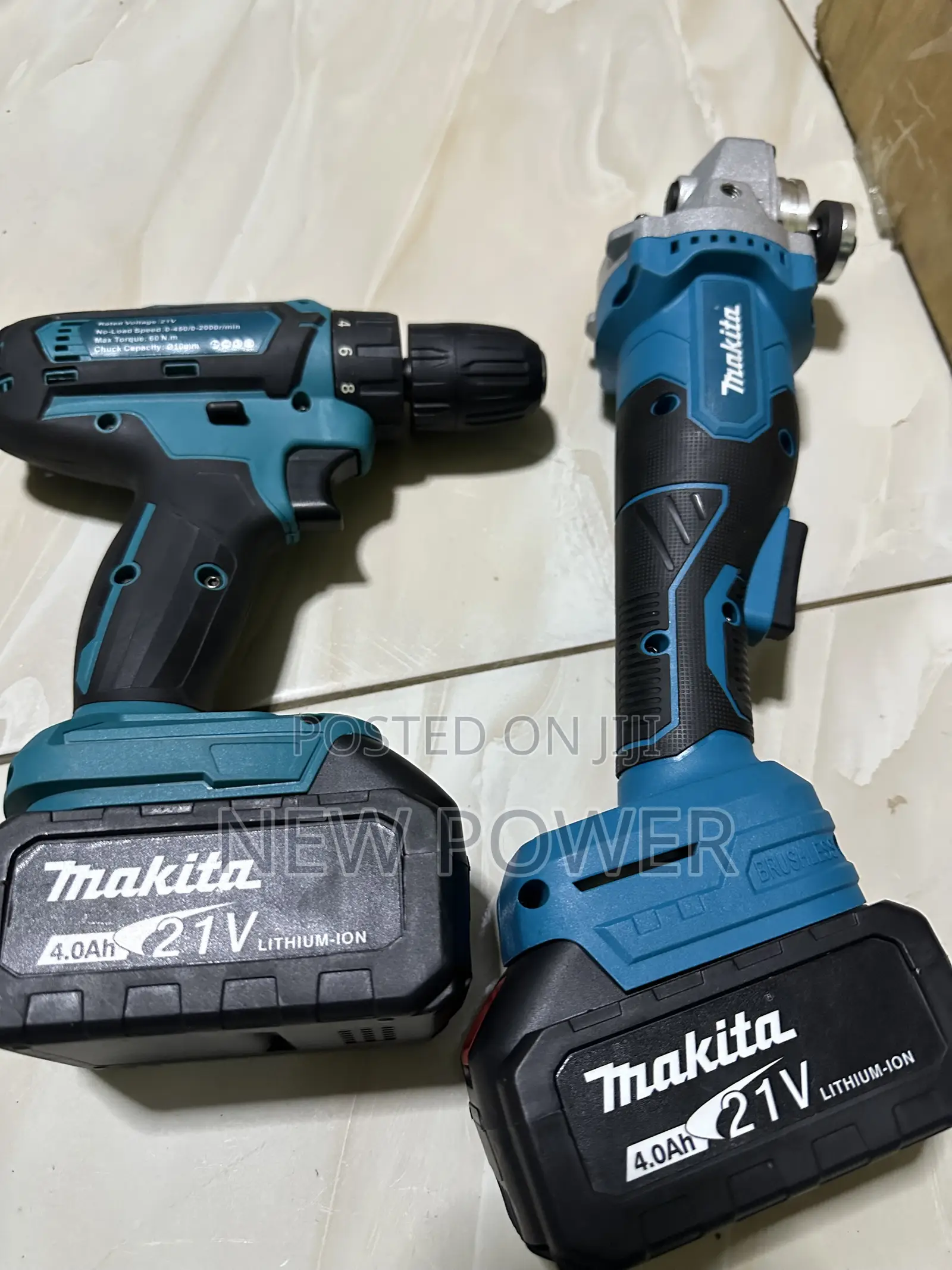 Rechargeable Set of Drill and Angle Grinder