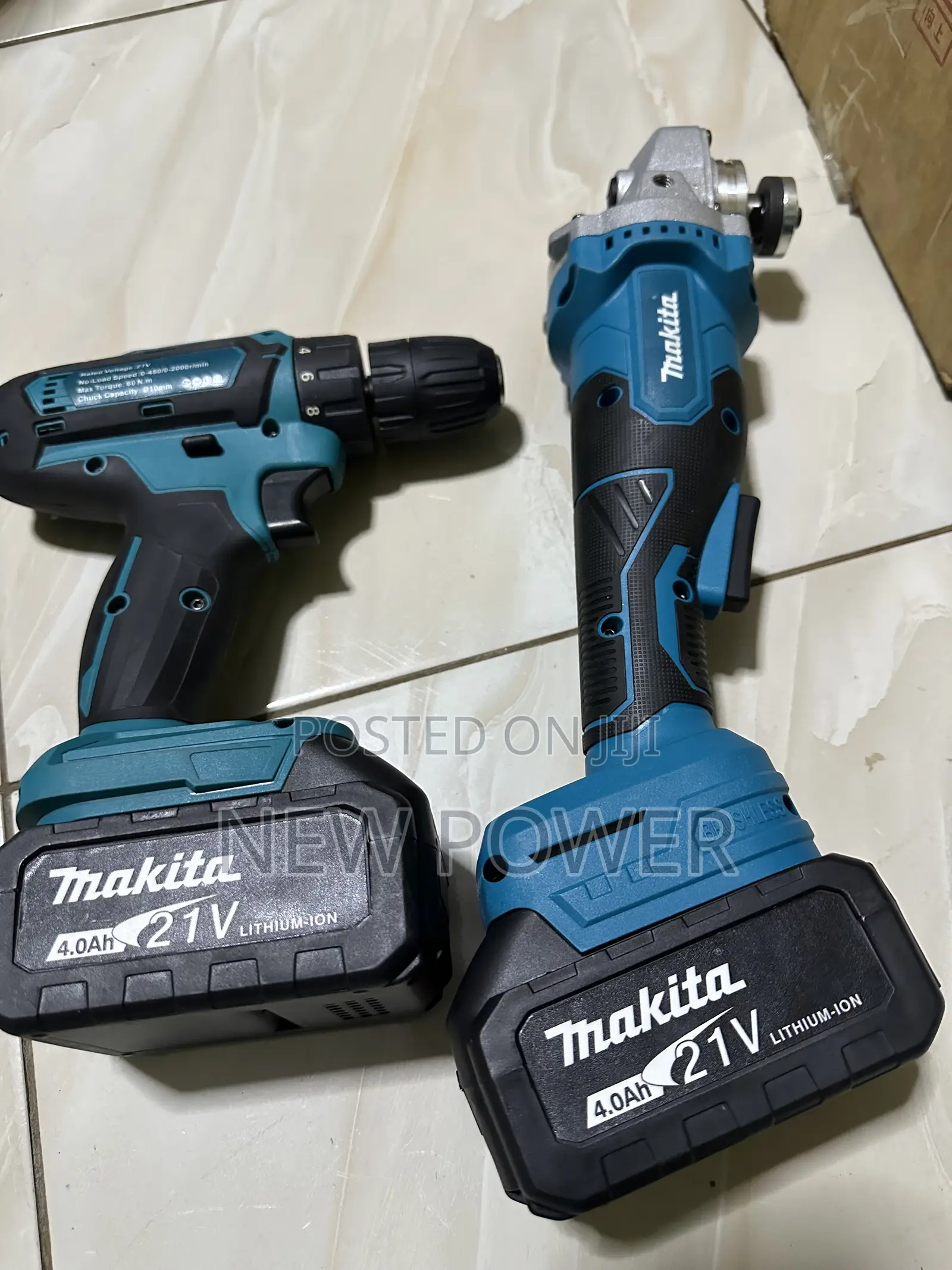 Rechargeable Set of Drill and Angle Grinder