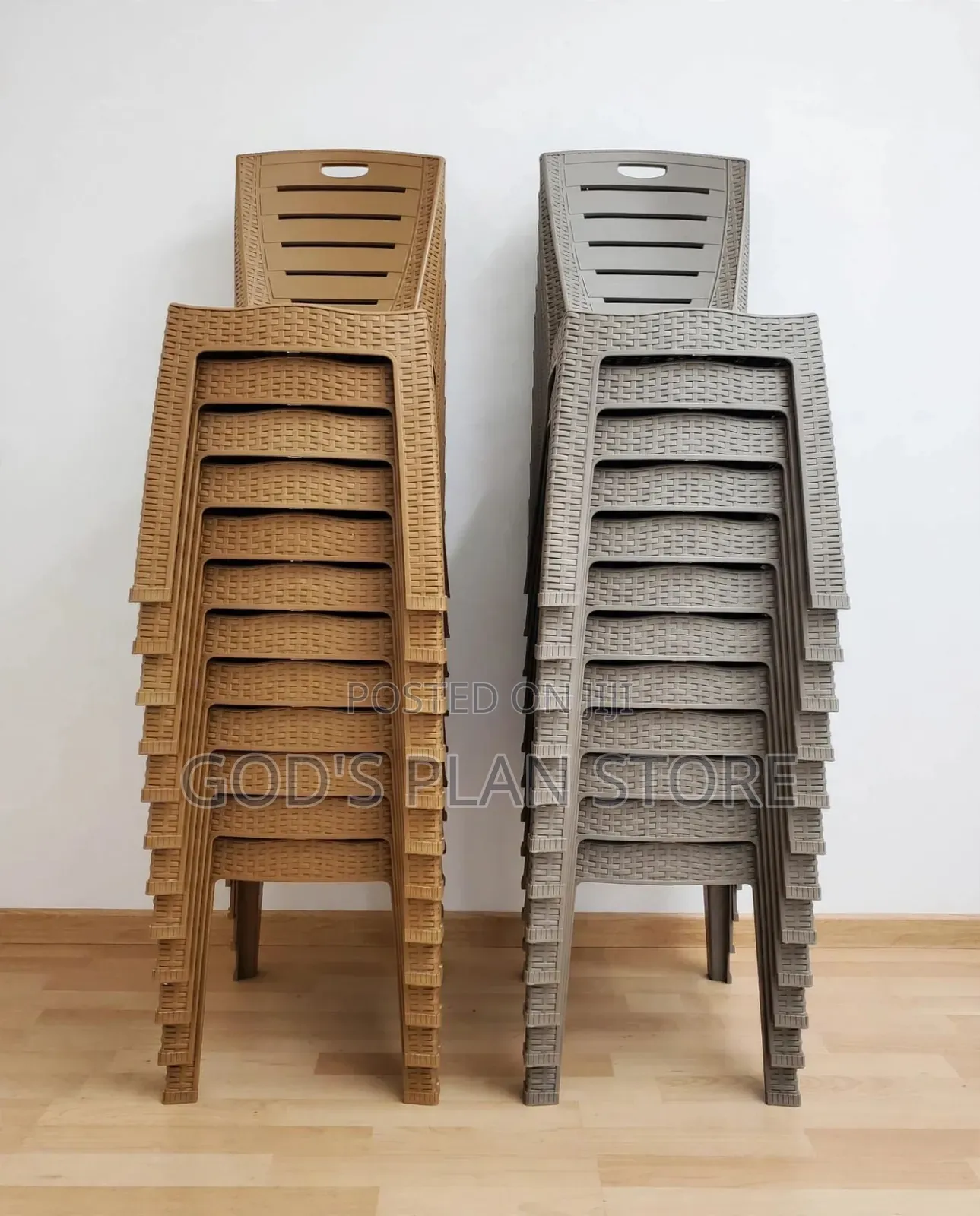 Gold Rattan-Style Plastic Chairs Plastic Chairs