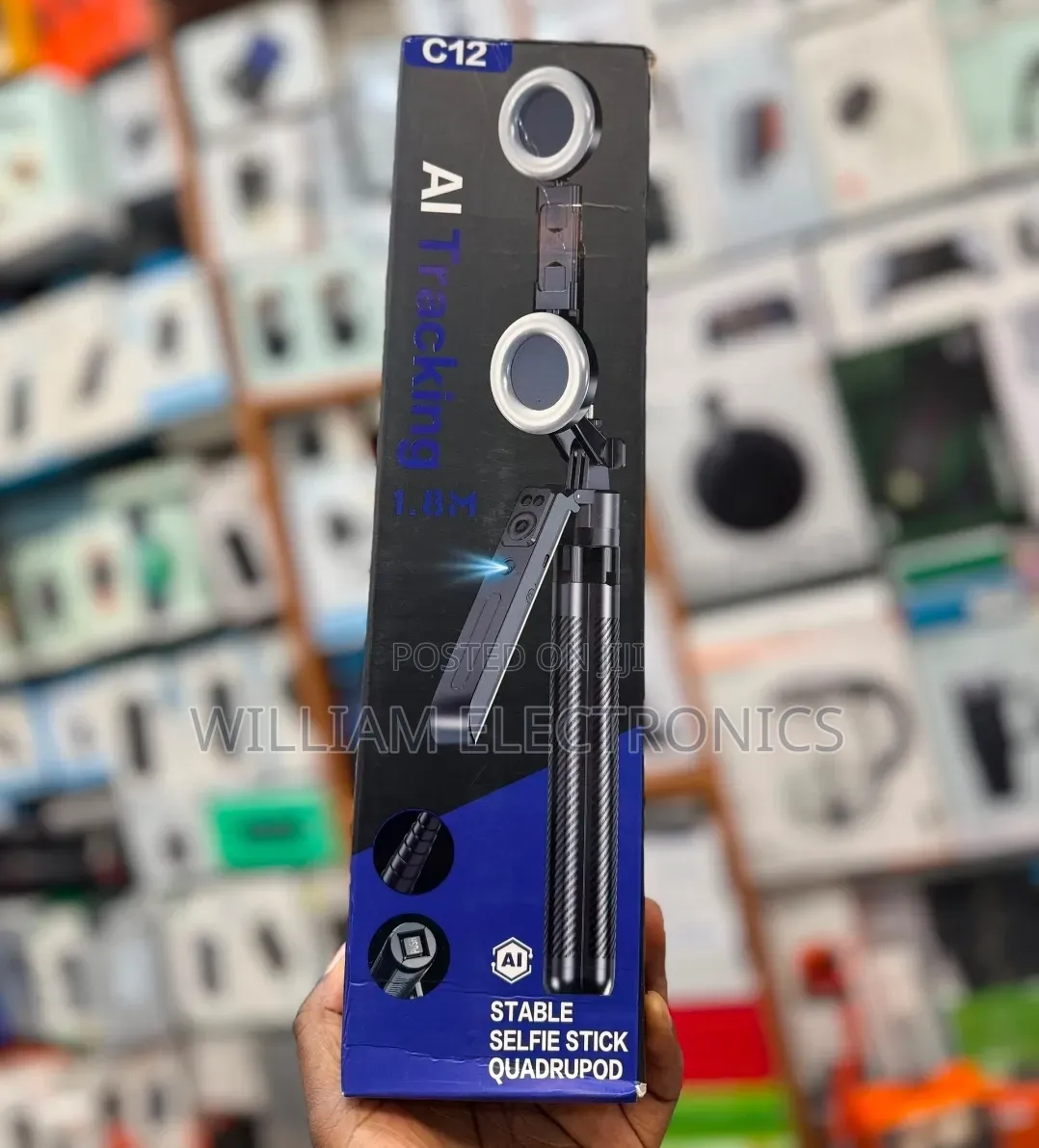 C12 AI Tracking Selfie Stick Quadrupod