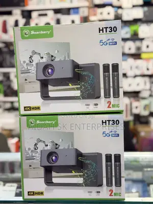 Smartbarry HT30 HDR Smart Projector With Dual Wireless Microphones