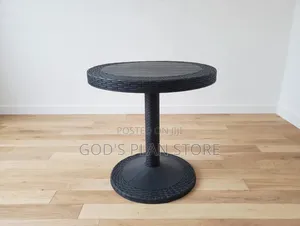 Round Black Rattan Pedestal Plastic Table