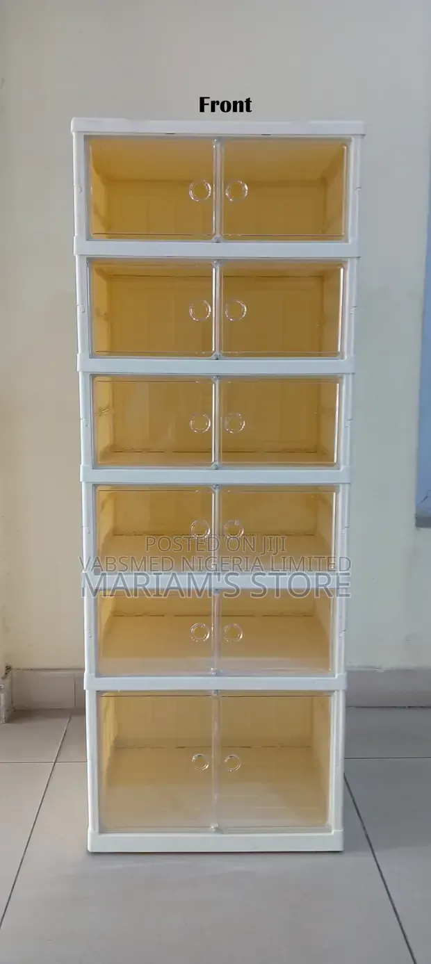 White Plastic Shoe Rack Withfoldable Compartments to Keep Footwear