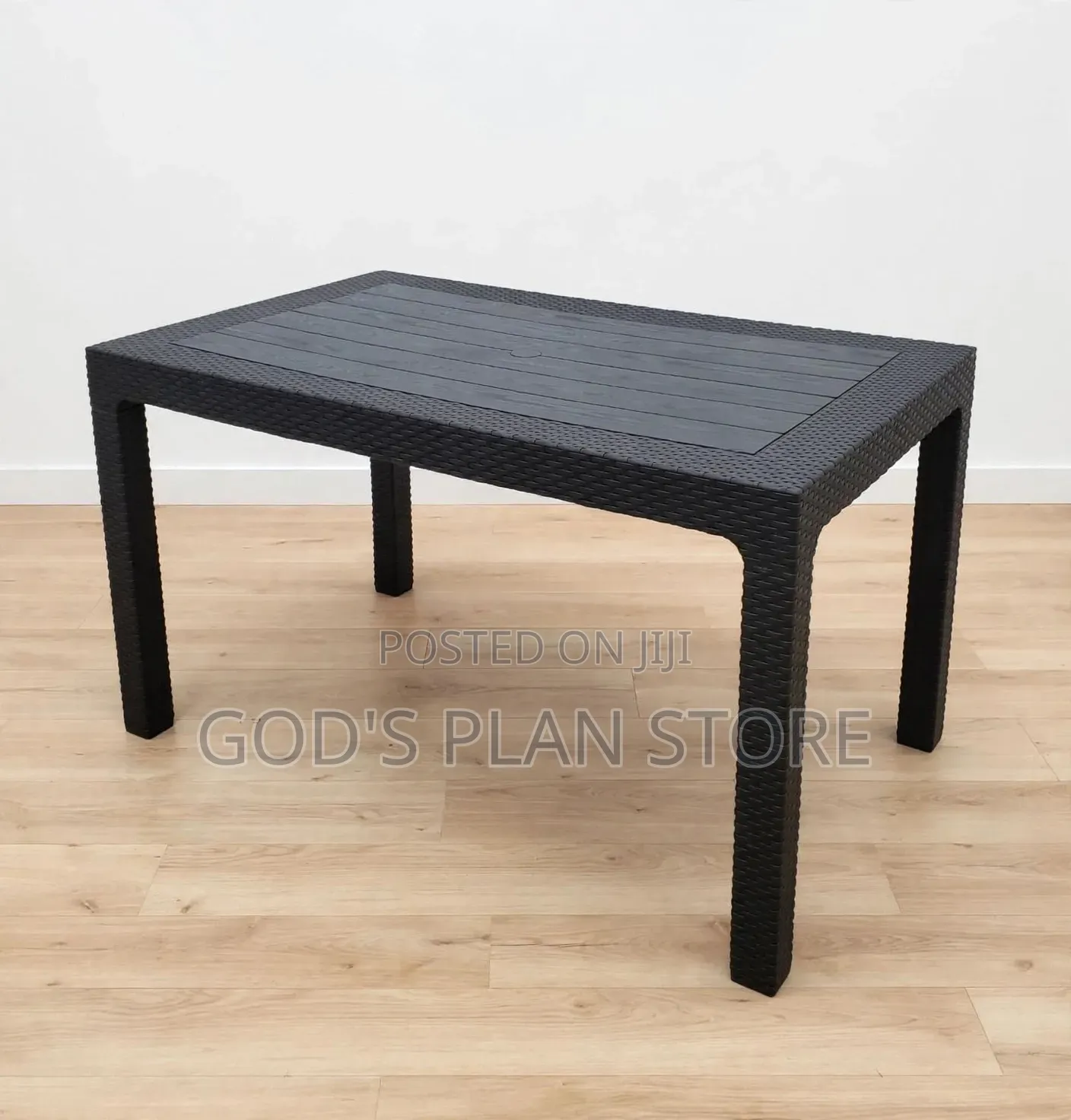 Rectangular Black Rattan Plastic Table Plastic Table 6people for Cafe