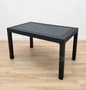 Rectangular Black Rattan Plastic Table Plastic Table 6people for Cafe