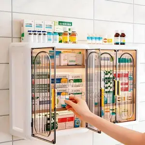 Double-Door Wall-Mounted Storage Cabinet, No Drilling Required