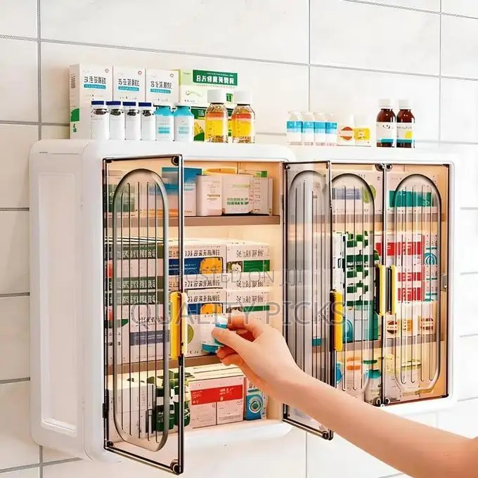 Double-Door Wall-Mounted Storage Cabinet, No Drilling Required
