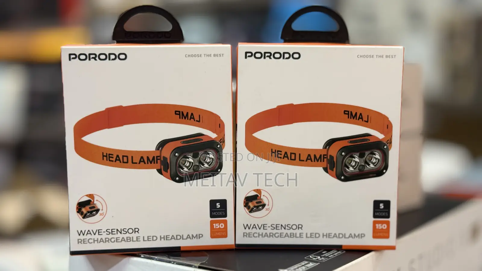 Porodo Wave Sensor Rechargeable LED Head Lamp