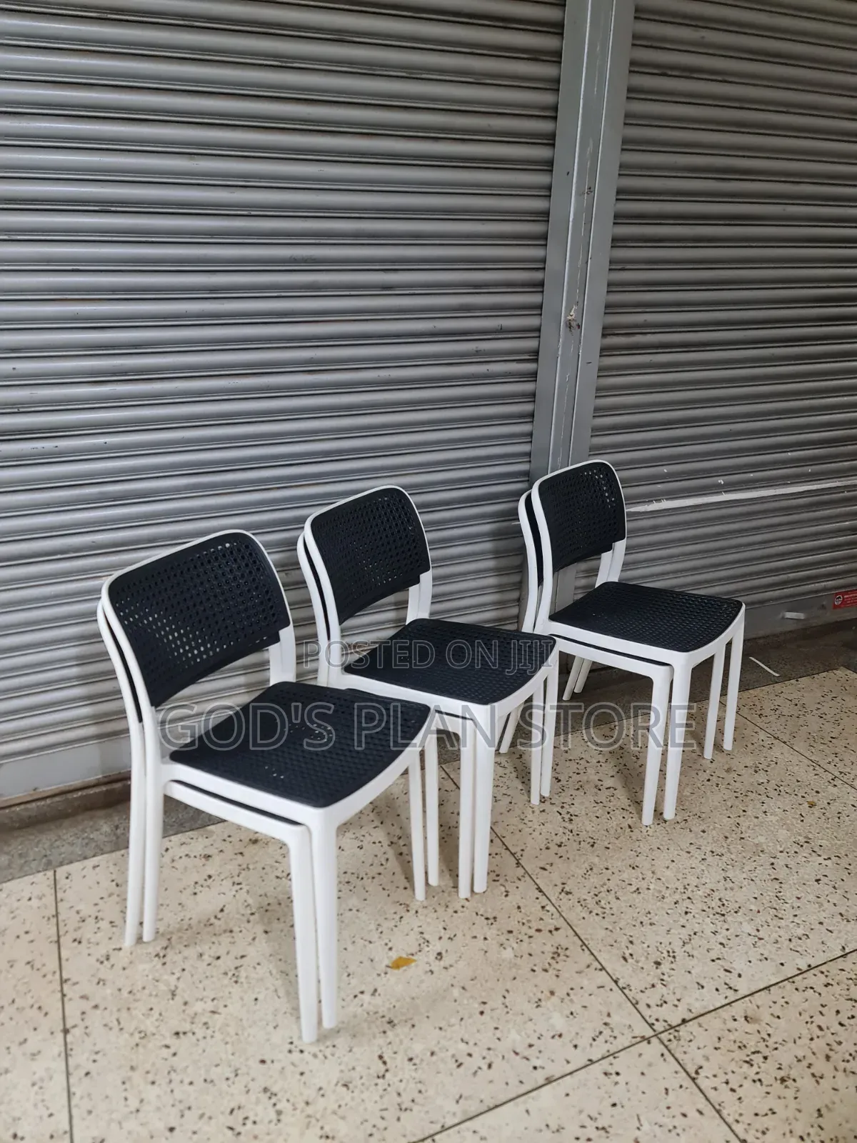 Black Perforated Seat/Back Dining Plastic Chairs Plastic Chairs