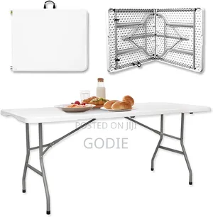 6-Foot Heavy-Duty Plastic Folding Trestle Table.