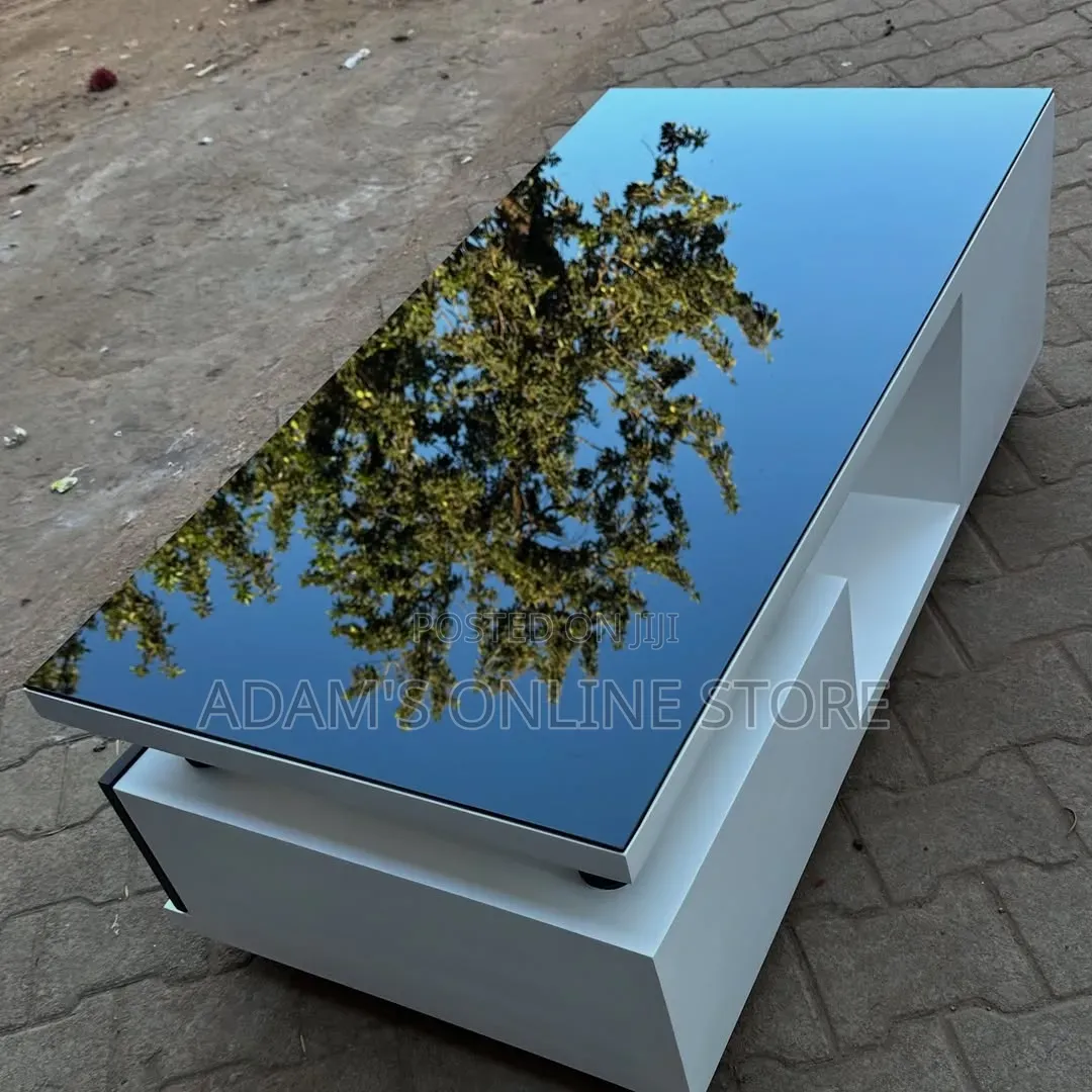 White and Black Glass Center Table