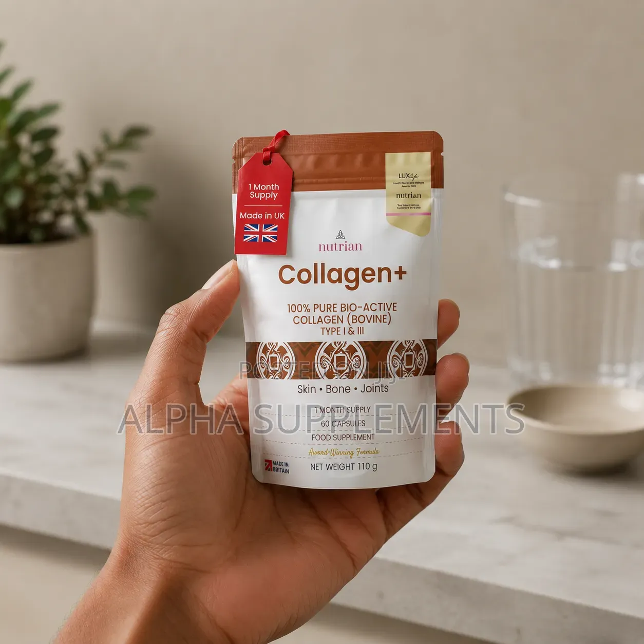 Collagen+ |Bovine Collagen Peptides. 60 Capsules ( 1 Month Supply)