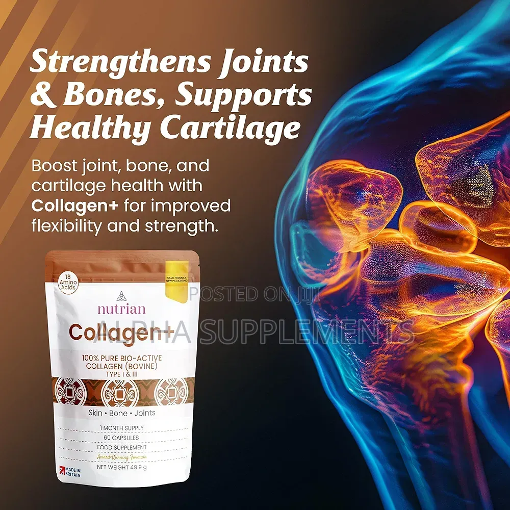 Collagen+ |Bovine Collagen Peptides. 60 Capsules ( 1 Month Supply)