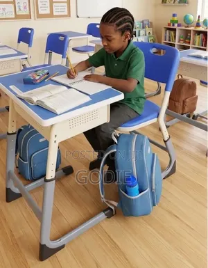 Gebe Blue and White Student Desk and Chair Set