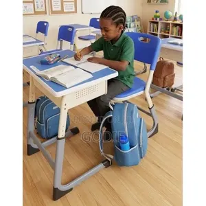 Gebe Blue and White Student Desk and Chair Set