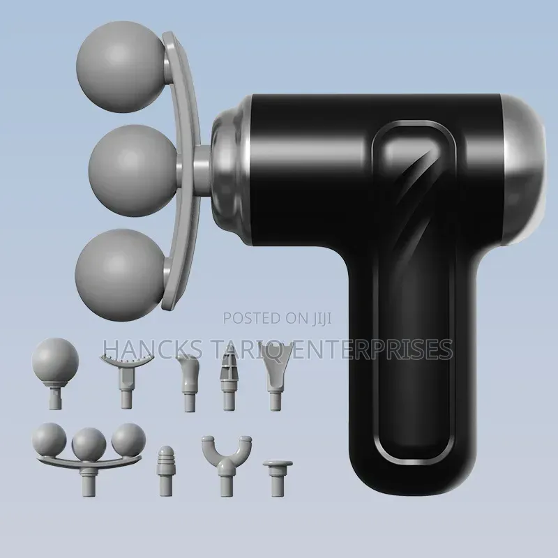 Tissue Massage Gun With Multiple Interchangeable Attachments.