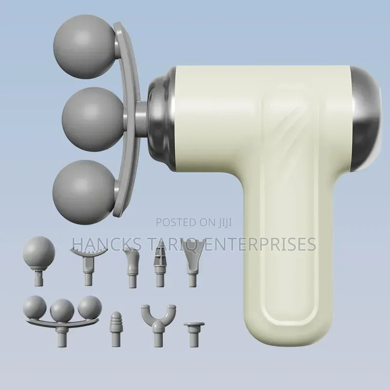 Tissue Massage Gun With Multiple Interchangeable Attachments.