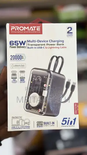 Promate 5in1 20000mah Power Bank 65W