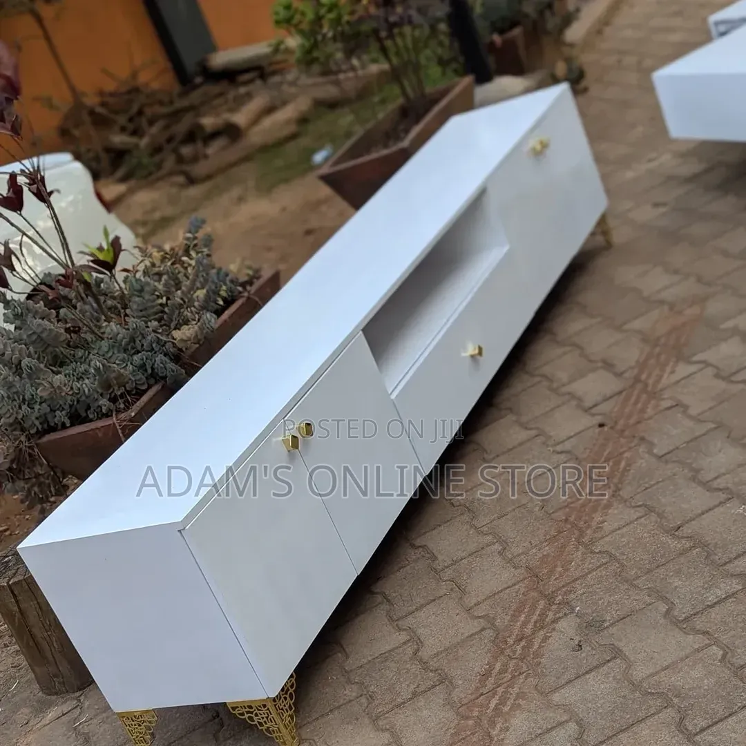 White TV Stand Unit 7ft Length
