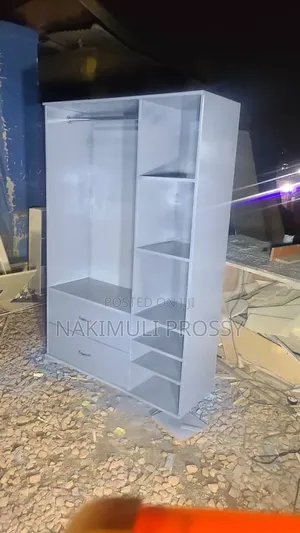 Gray Open Wardrobe With Hanging Rail